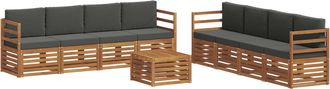 vidaXL Conjunto De Sof&aacute;s De Exterior 9 Uds. Natural Y Antracita Vidaxl