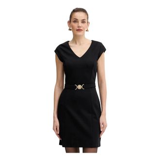 Guess Chrissy Riemen Mini Jurk - Dames - Korte kleedjes - Zwart - XS - Polyester - Kleedjes