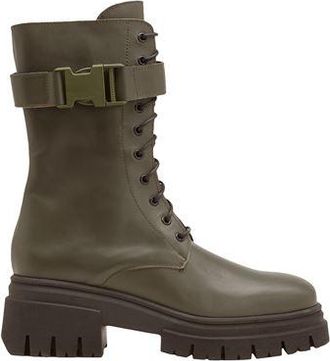 8 by YOOX LEATHER BUCKLE COMBAT BOOTS