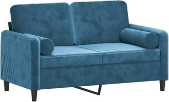 vidaXL Sof&aacute; De 2 Plazas Con Cojines Terciopelo Azul 120 Cm Vidaxl