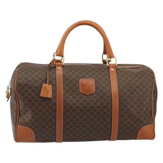 Celine Vintage Duffle Macadam Coated Canvas Brown Canvas Handbag (Pre-Owned)