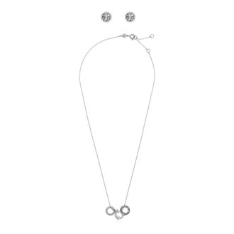 Tory Burch Set van Ketting en Oorbellen - Dames - Kettingen - Grijs - ONE Size - Accessoires