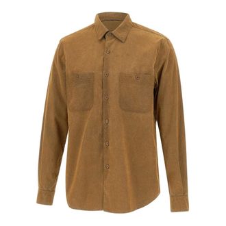 Aspesi Leather Jackets, male, Brown, Size: L Chambray Shirt