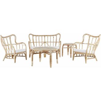 Beliani Beliani - Lounge Set da Giardino 4 Posti in Rattan Naturale Beige Brindisi