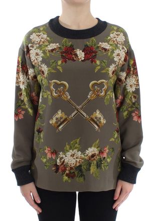 Dolce & Gabbana Bloemige Sleutel Sweatshirt Olijfgroen