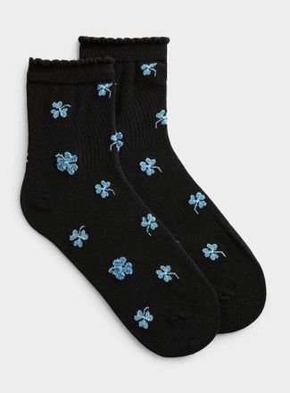 Simons Womens Plush plant ankle socks