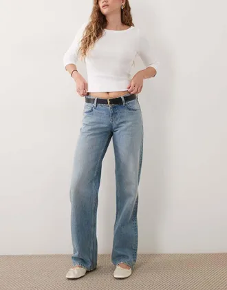Cotton On Jeans dritti a vita bassa blu palmside