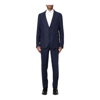 Tagliatore Single Breasted Suits, male, Blue, Size: L Tailored TwoPiece Suit