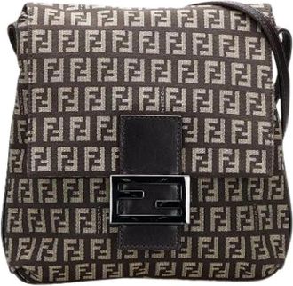 Fendi Pre-owned Canvas Crossbody Bag - Dames - Vintage Schoudertas - Bruin - ONE Size - Leer - Vintage