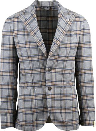 L.B.M. 1911 Classic Plaid Cotton Jacket with Notch Lapels and Button Closure