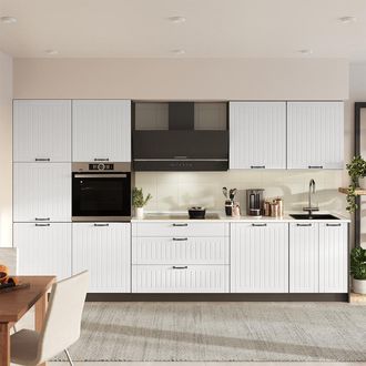 Vicco Mueble De Cocina Fame-line, Blanco Casa De Campo/antracita, 340 Cm, Et M&aacute;rmol, Vicco