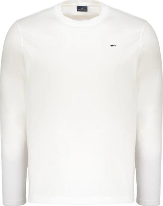 Paul & Shark Logo Detail Katoenen T-shirt - Heren - Longsleeves - Wit - 2XL - Katoen - Tops