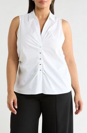 Magaschoni Collared Ruched Shirt in White at Nordstrom Rack, Size 3 X