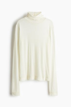 H&M Wollshirt mit Rollkragen - White