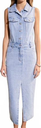 English Factory Sleeveless Maxi Denim Dress In Light Blue