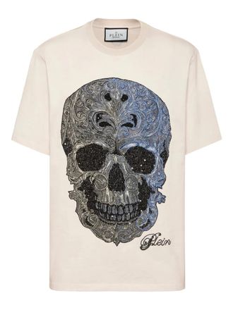 Philipp Plein Overhemd verfraaid met doodskop - Wit