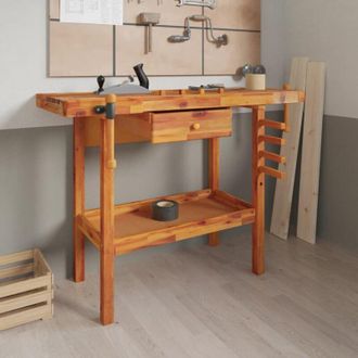 vidaXL Vidaxl - Banco Lavoro Cassetto e Morse 92x48x83 cm Legno Massello Acacia