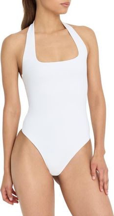 Good American Sculpt Halter Square Bodysuit in White001 at Nordstrom, Size X-Large