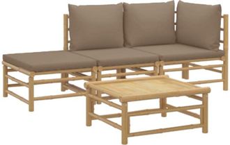 vidaXL Vidaxl - Set De Muebles De Jard&iacute;n 4 Piezas Bamb&uacute; Y Cojines Gris Taupe