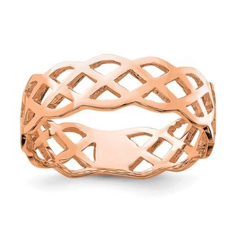 Diamond2Deal 14K Rose Gold Polished Weave Ring