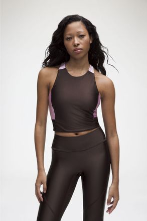 Ganni Espresso x lululemon Ruffle-Trim Cropped Tank in Brown