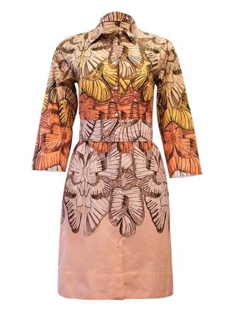 Sara Roka Tonia butterfly-print midi dress - women - Cotton - 44 - Neutrals