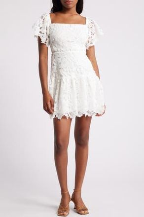Chelsea28 Flutter Sleeve Lace Minidress in Ivory Cloud at Nordstrom Rack, Size X-Large