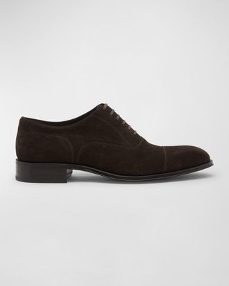 Tom Ford Mens Clayton Cap Toe Suede Oxfords