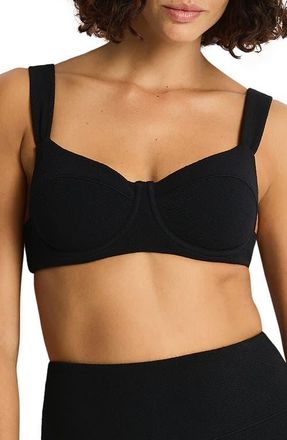 Sea Level Australia Underwire Balconette Bikini Top in Black at Nordstrom, Size 10 Us