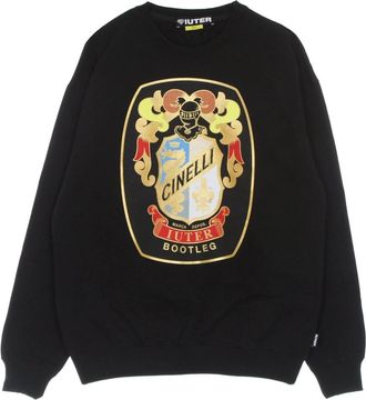 Iuter Cinelli Crewneck Sweatshirt Lichtgewicht Geborsteld - Heren - Sweatshirts - Zwart - XL - Katoen - Hoodies & sweatvesten