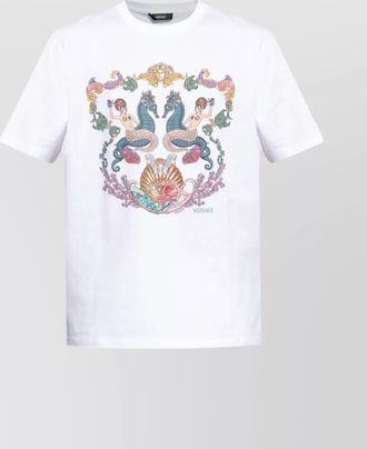 Versace cotton logo print short sleeve t-shirt