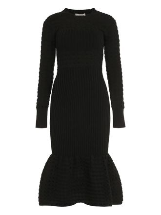 Alexander McQueen Midi-jurk met mesh - Zwart