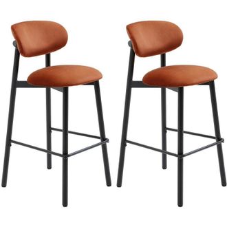 Vente-Unique Sgabello in velluto e metallo nero - Terracotta - Lotto di 2 - LAKABI