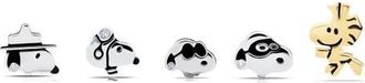 Crislu x Peanuts Snoopy & Woodstock Set of 5 Assorted Single Stud Earrings in Pure Platinum /Clear Stone at Nordstrom