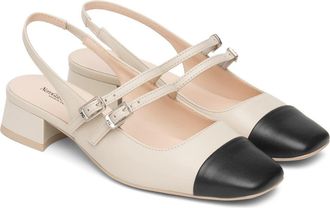 Nero Giardini Slingback Cap Toe Pump in Beige/Black at Nordstrom, Size 10Us