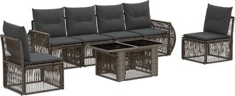 vidaXL Conjunto De Sof&aacute;s De Jard&iacute;n 7 Uds. Gris Y Gris Oscuro Vidaxl