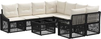 vidaXL Conjunto De Sof&aacute;s De Jard&iacute;n 9 Uds. Negro Rat&aacute;n Sint&eacute;tico Vidaxl