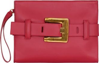 Balmain Anthem smooth leather clutch in Red at Nordstrom