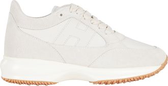 Hogan Cream Interactive Laced Side-Logo Leather Sneakers