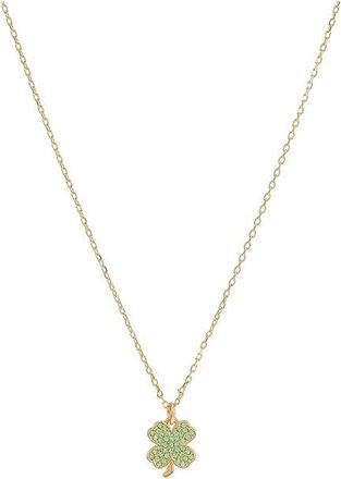 Kate Spade New York Pave Clover Pendant Womens Necklace Green/Gold, Brass/Cubic Zirconia