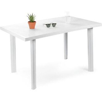 Dmora Dmora - Tavolo da esterno 0, Tavolo rettangolare da pranzo, Tavolo fisso da giardino multiuso, 100% Made in Italy, Cm 126x76h72, Bianco