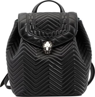 Bulgari Serpenti Forever Black Quilted Nappa Leather Backpack