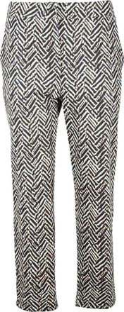 THE ABITO Milano Beige And Black Geometric Pattern Trousers With Tailored Fit