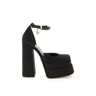 Versace Black Silk Platform Womens Pumps