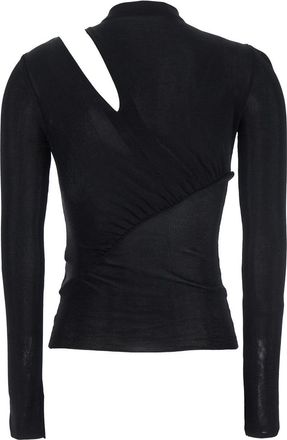 Self Portrait Womens Black Long-Sleeve Top With Cut-Out Detail Viscose Tops