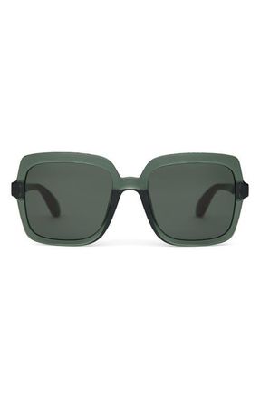 Toms Athena 56mm Square Sunglasses in Spruce Crystal/Green Grey at Nordstrom