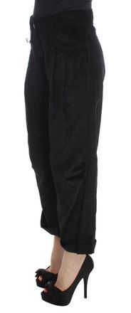 Ermanno Scervino Womens Black Velvet Cotton Capri Bootcut Pants