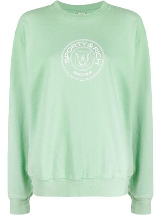 Sporty & Rich logo-print cotton sweatshirt - Green