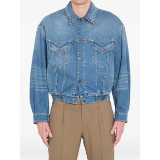 Versace Point Collar Medusa Cotton Denim Jacket