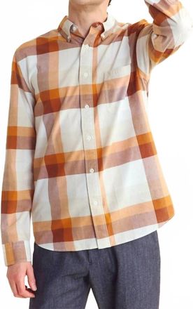 Billy Reid Large Scale Plaid Tuscumbia Shirt In Brown Multi